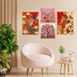 Set of Four Wall Paintings for Wall Dacoration Golden Framed Wall Paintings for Living Room & Bedroom Wall Art for Home Decoration & Office Wall DΓ©cor (13x10 inch CH-GD4-10)