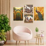 Set of Four Wall Paintings for Wall Dacoration Golden Framed Wall Paintings for Living Room & Bedroom Wall Art for Home Decoration & Office Wall DΓ©cor (13x10 inch CH-GD4-6)