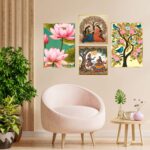 Set of Four Wall Paintings for Wall Dacoration Golden Framed Wall Paintings for Living Room & Bedroom Wall Art for Home Decoration & Office Wall DΓ©cor (13x10 inch CH-GD4-11)