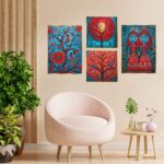 Set of Four Wall Paintings for Wall Dacoration Golden Framed Wall Paintings for Living Room & Bedroom Wall Art for Home Decoration & Office Wall DΓ©cor (13x10 inch CH-GD4-9)