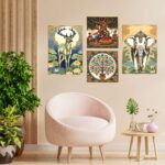 Set of Four Wall Paintings for Wall Dacoration Golden Framed Wall Paintings for Living Room & Bedroom Wall Art for Home Decoration & Office Wall DΓ©cor (13x10 inch CH-GD4-14)