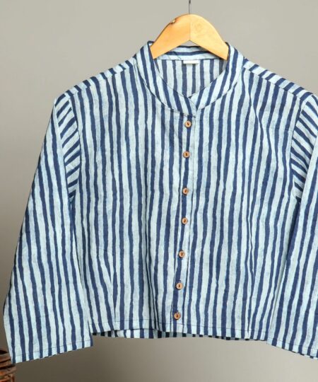 Handmade Block Print Cotton for Women ? Ethnic Floral Printed Top with Long Sleeves